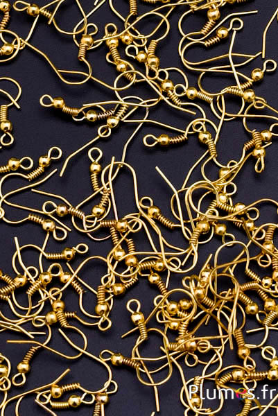 Supports pour boucles d'oreilles - long. 16 mm - doré